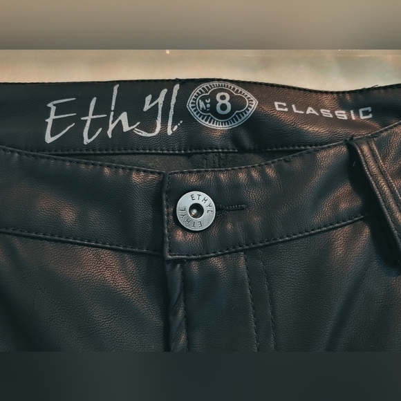 NWT  Ethyl Vintage Denim Black PU Synthetic Leather Stretch Pants sz 14 - Picture 6 of 11